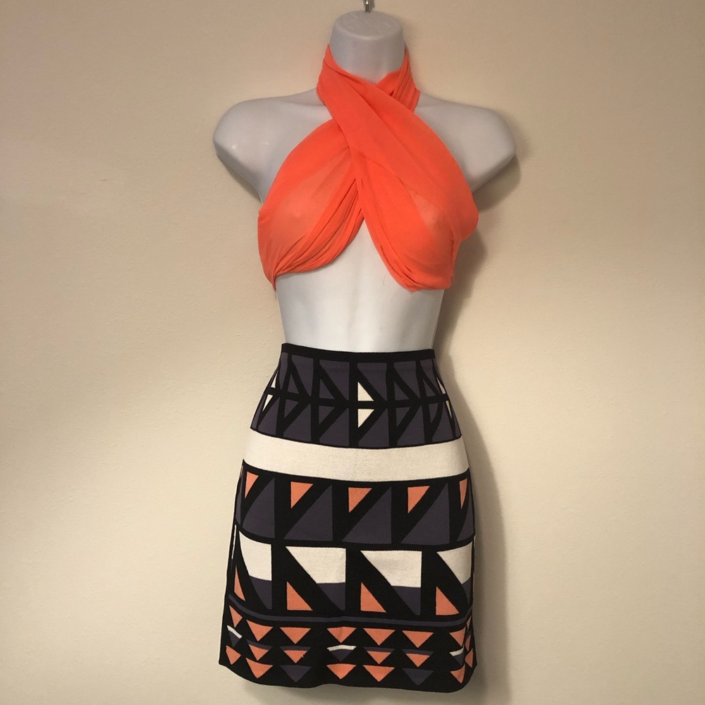 Rachael Roy Geometric Knit Miniskirt SZ M